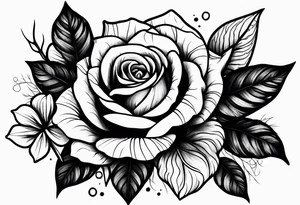 roses and dark forest tattoo idea