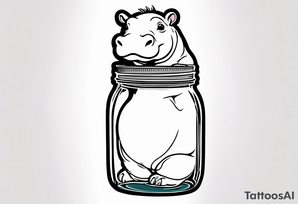 Baby hippo with Mason jar tattoo idea
