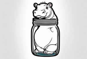 Baby hippo with Mason jar tattoo idea
