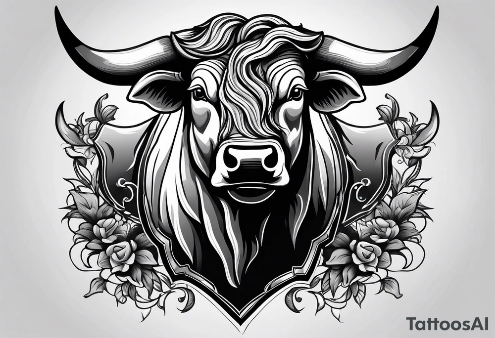 Large bull with horns busting through crowd tattoo idea Large bull with horns busting through crowd tattoo idea