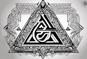 design a valknut tattoo with "om" symbol, with less ink tattoo idea