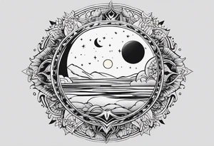 Moon and a sun, that covers half the moon but you can still see the moon and the sun tattoo idea
