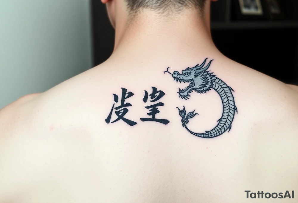 A Chinese word 九 combined to a Chinese dragon tattoo idea