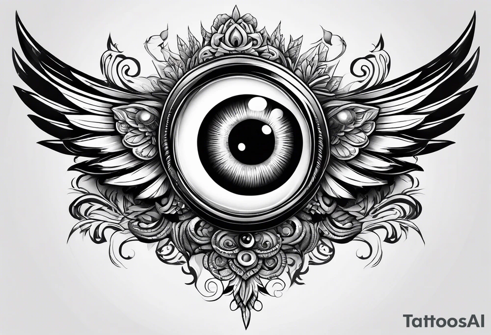 big eye with wings tattoo idea
