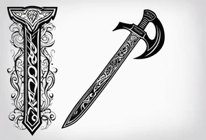 Valhalla axe sword tattoo idea