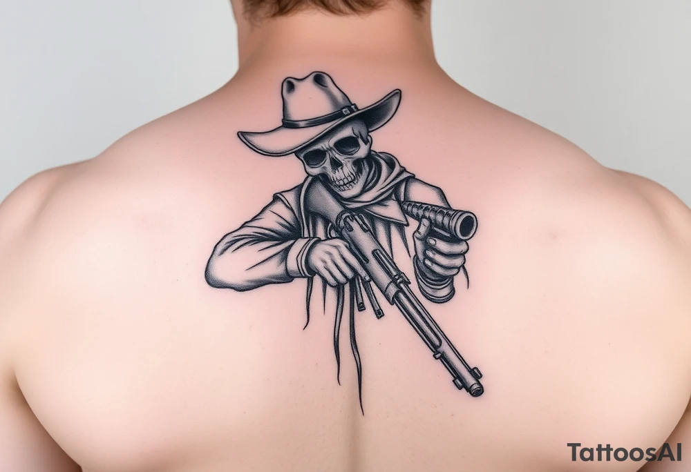 Dead cowboy with rifle tattoo idea