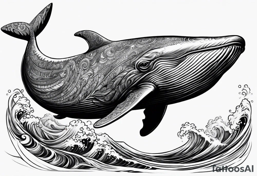 shynx cat riding a whale tattoo idea