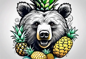 Bear hugging pineapple tattoo idea