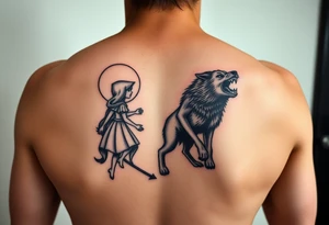 Little red riding hood and the big bad wolf hunting her tattoo idea