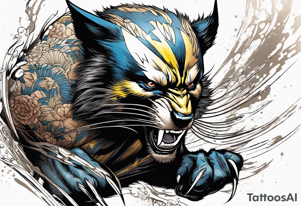 Wolverine animal runnig tattoo idea