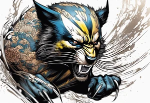 Wolverine animal runnig tattoo idea