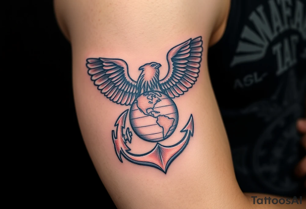 Combat marine veteran eagle globe and anchor
Operation Iraqi freedom
Dress blues tattoo idea