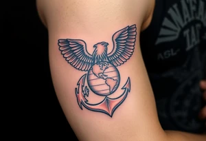 Combat marine veteran eagle globe and anchor
Operation Iraqi freedom
Dress blues tattoo idea