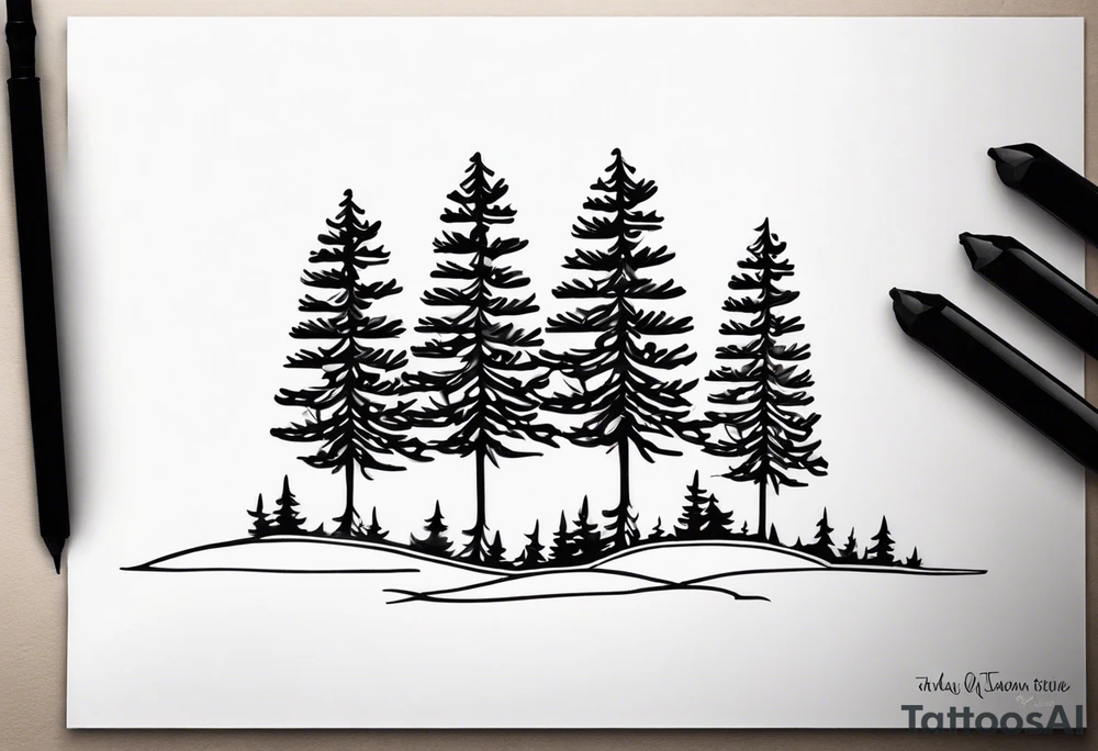 Three tiny pine trees tattoo idea