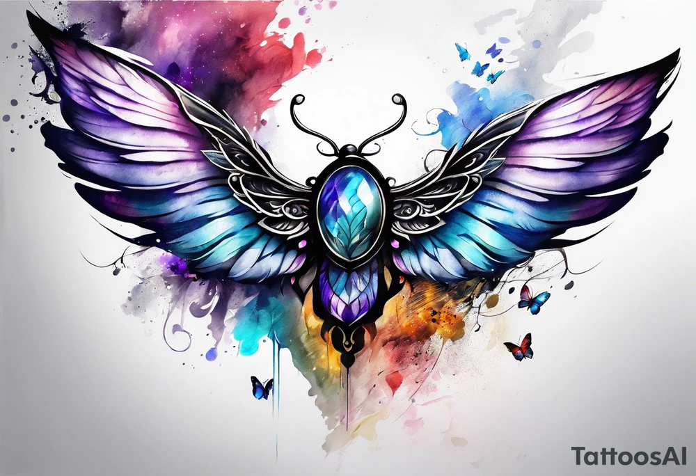 Leg sleeve Angel wing and butterfly tattoo idea