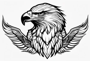realistic eagle sit face front tattoo idea