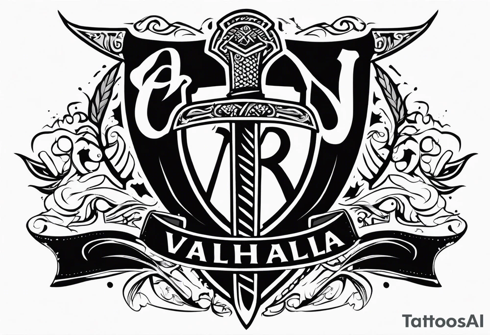 Valhalla sword axe tattoo idea