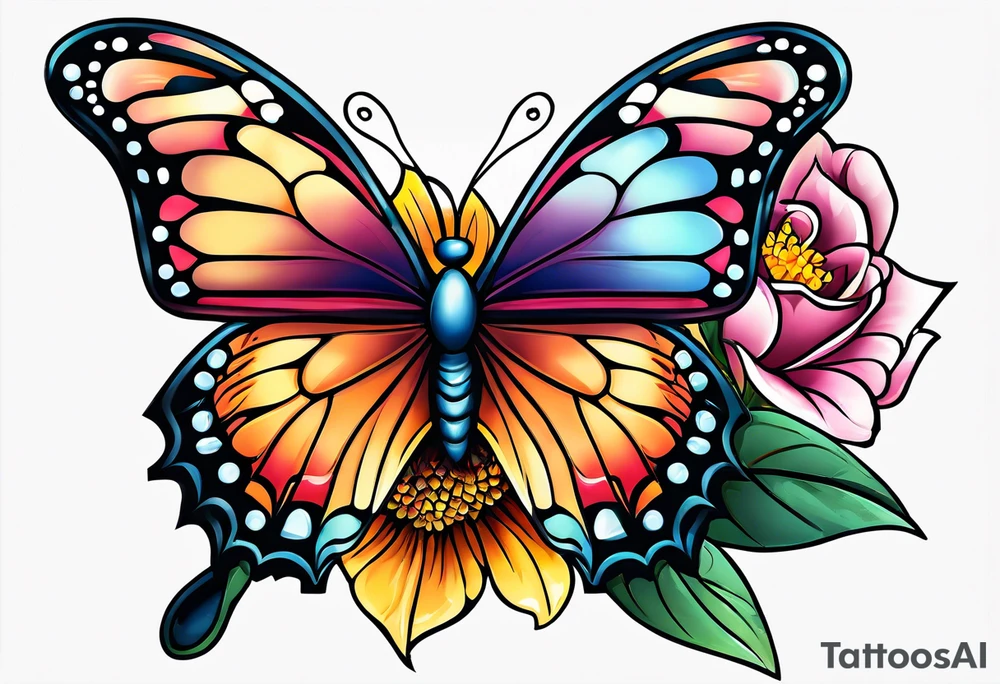 Traditional butterflies tattoo idea