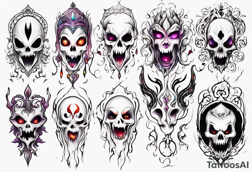 fantasy pretty ghost face tattoo idea
