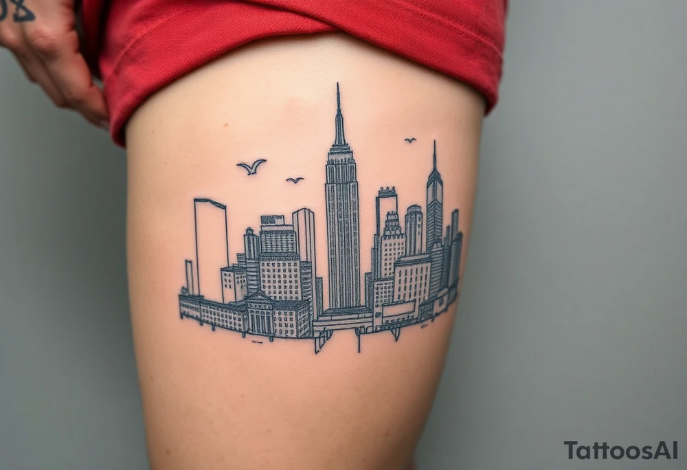 creative mix of new york city landscape tattoo idea