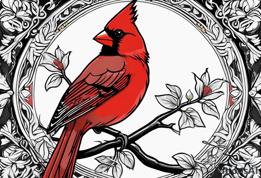 Cardinal bird with cross tattoo idea