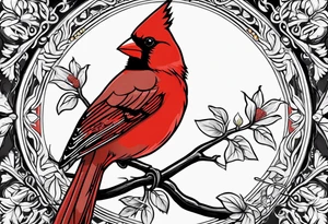 Cardinal bird with cross tattoo idea