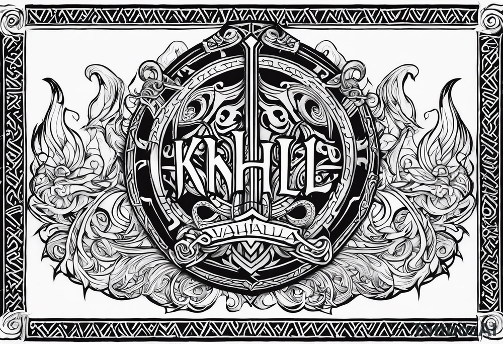 Valhalla viking gods shield tattoo idea