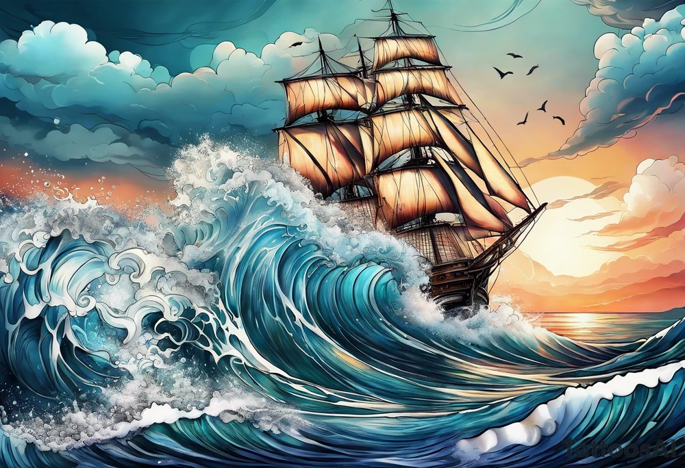 an half sleeve for my lower left leg that is completely rough ocean water tattoo idea