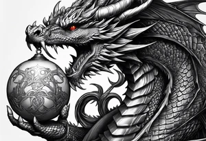 dragon of tyr holding orb tattoo idea