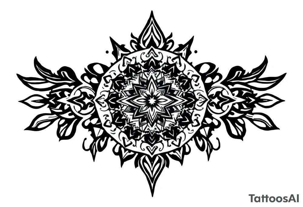 long ornament shaman style mytical with ancient rhyme tattoo idea
