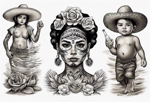 mexican
water-bearing woman and two little boys, tattoo idea