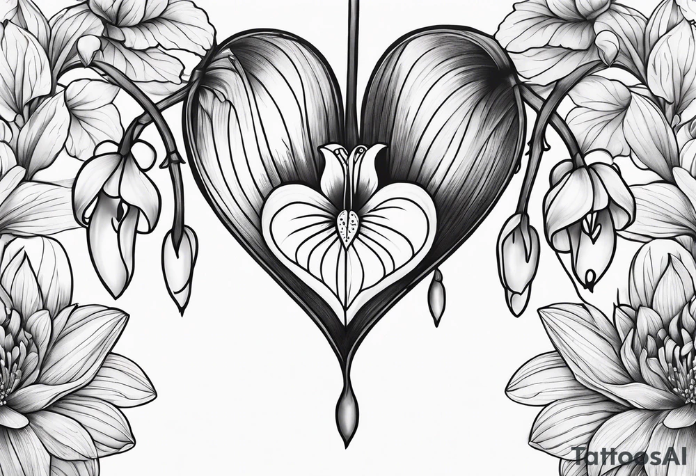 asian bleeding heart flower tattoo idea