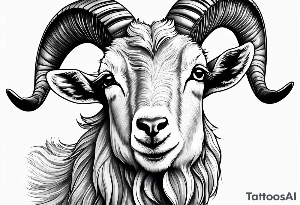 Headshot of goat hyper detailed tattoo idea