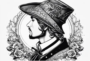young man version of iltte red riding hat fairytale tattoo idea