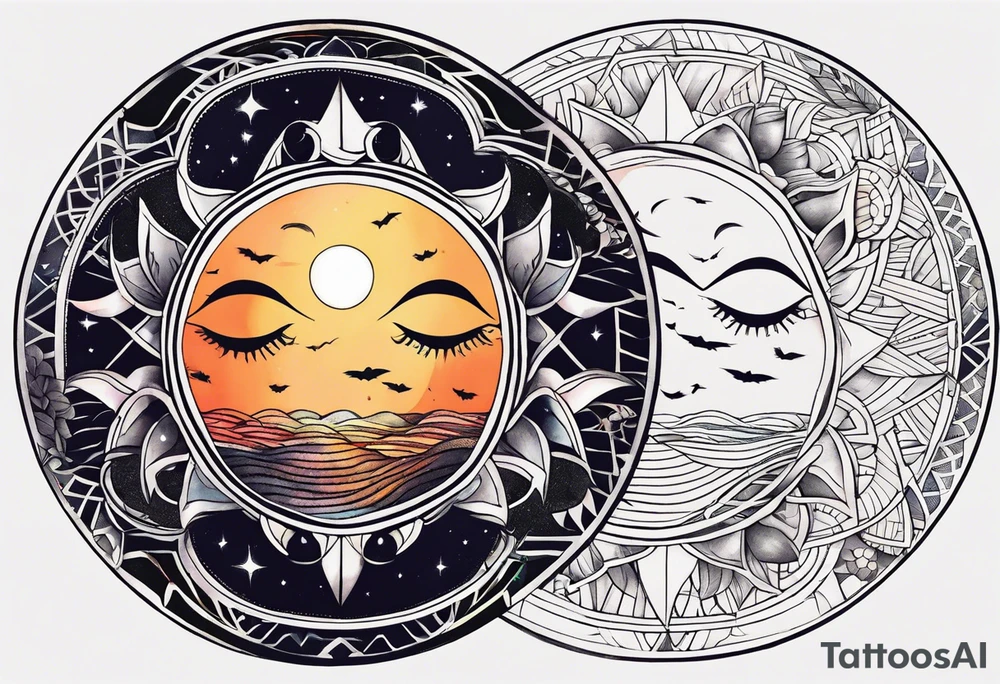 Sol e lua tattoo idea