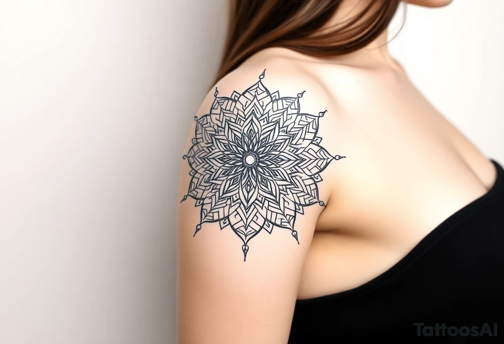 bold line shaman mandala tattoo idea