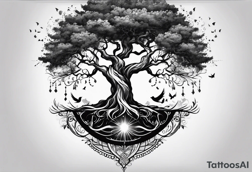 lightening with tree of life tattoo idea