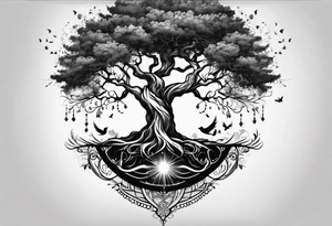 lightening with tree of life tattoo idea