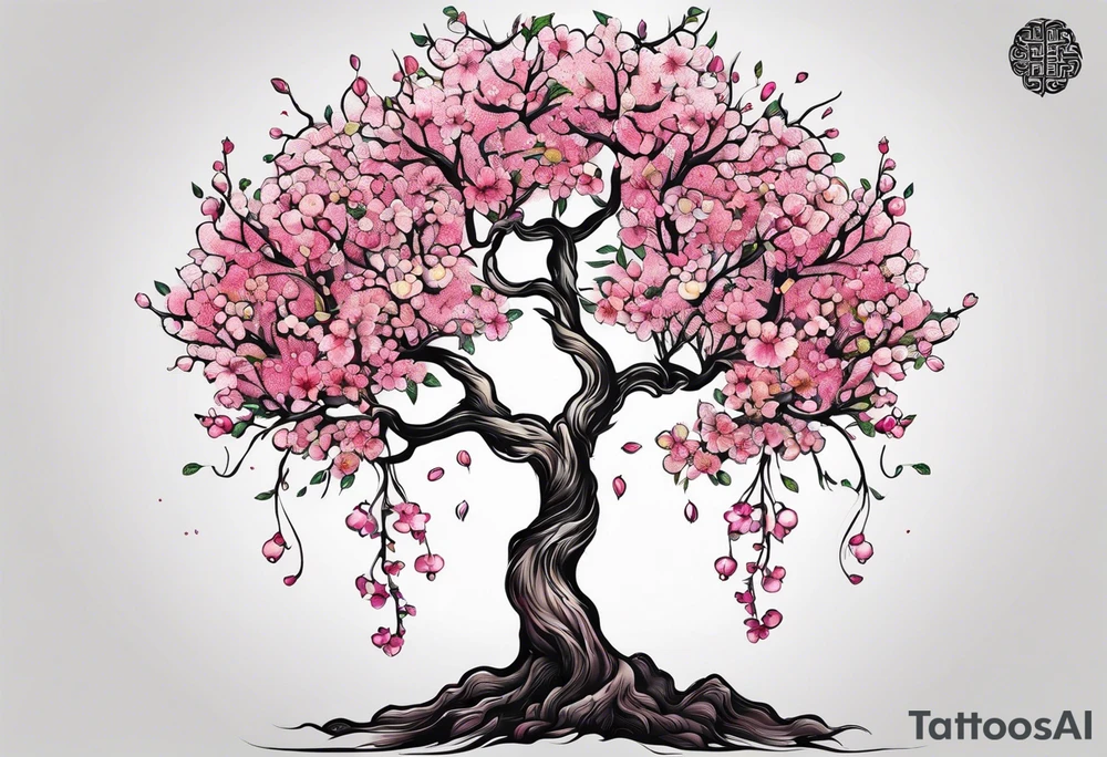 Tree of life cherry blossoms tattoo idea