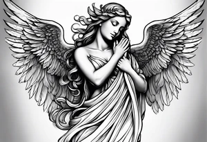 Angel with prayer hands tattoo idea