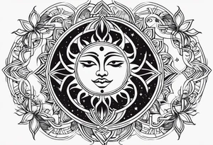 Sun moon pattern tattoo idea