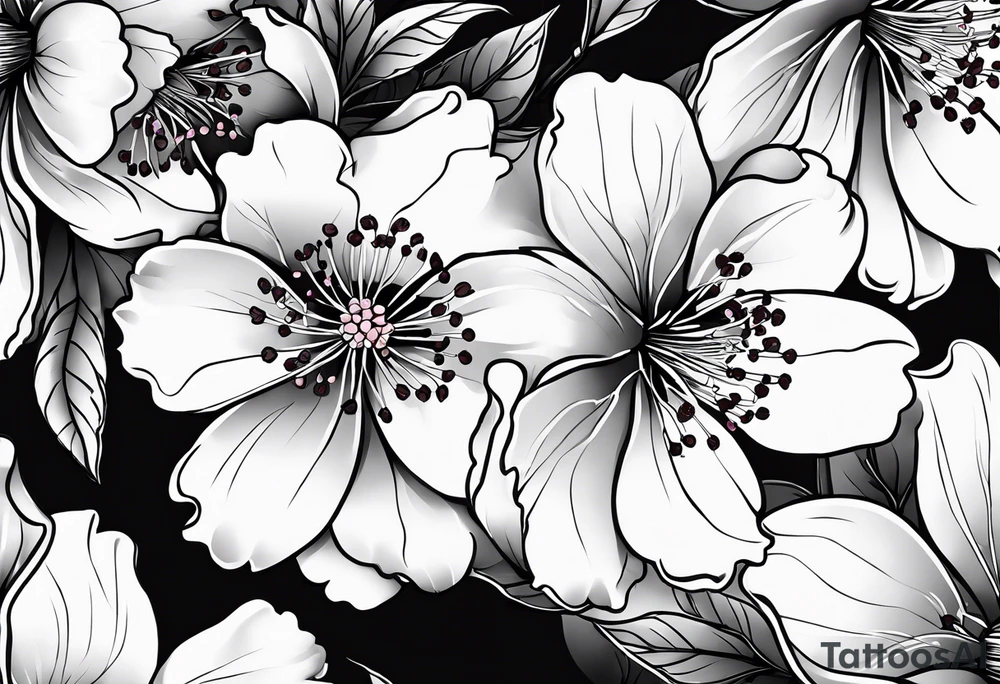 Cherry Blossom with the words RIP Andrew tattoo idea