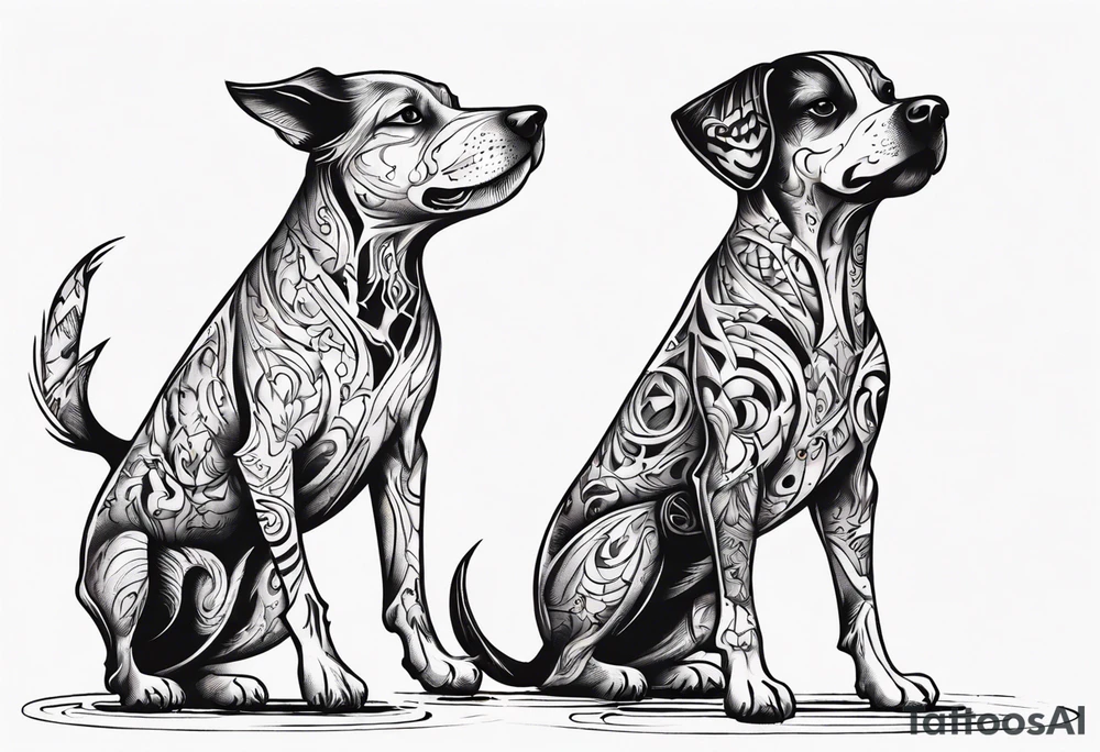 two dogs dancing on their hind legs. tattoo idea