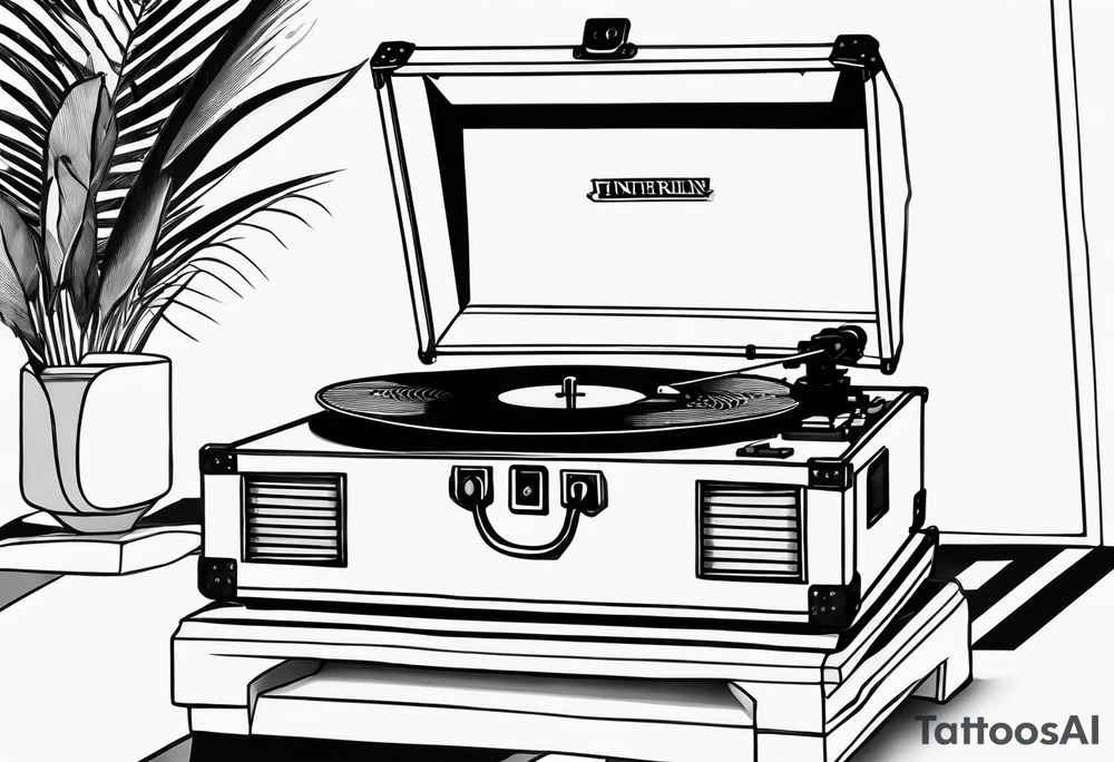 Recordplayer finline art minimalistic 2D tattoo idea