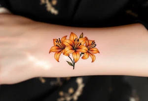 Orange and yellow glowing lilies tattoo idea