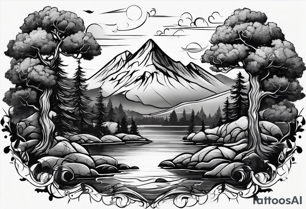 Univrse rises above tree line tattoo idea