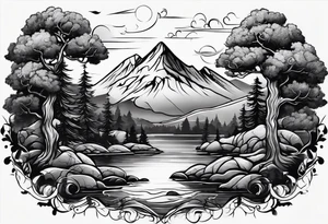 Univrse rises above tree line tattoo idea