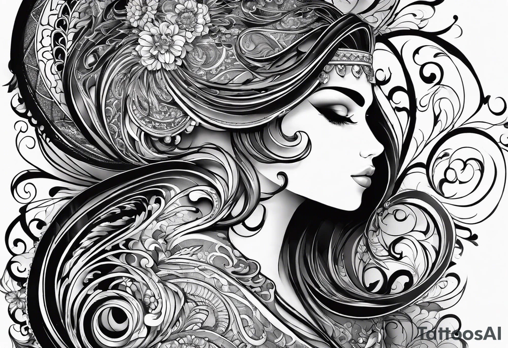 Forearm sleeve and glove with swirls up to the elbow like a elbow length lace glove tattoo idea