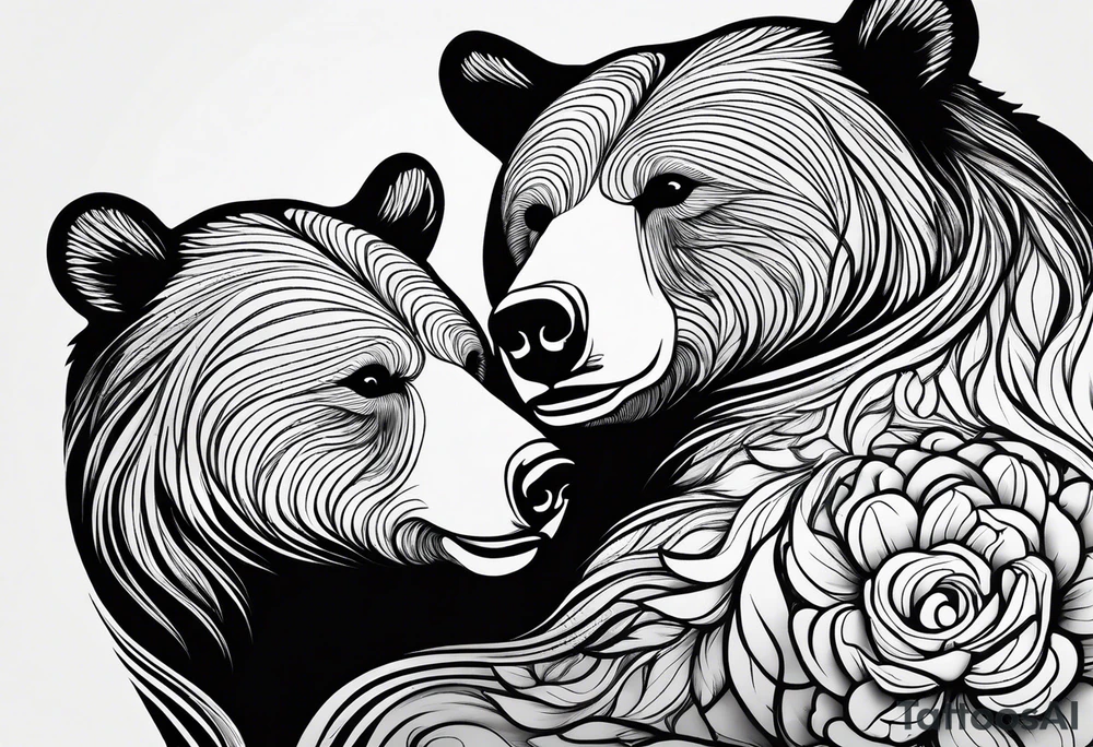 mother bear and cub teardrop shaped simple tattoo idea mother bear and cub teardrop shaped simple tattoo idea