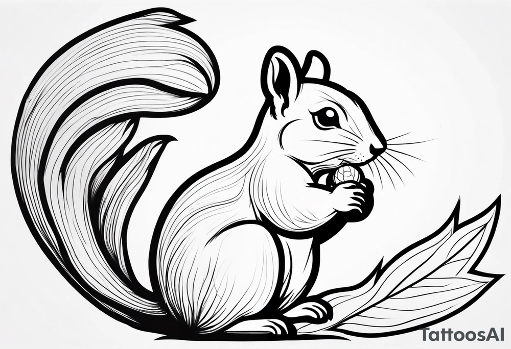 cute squirrel with a nut tattoo idea